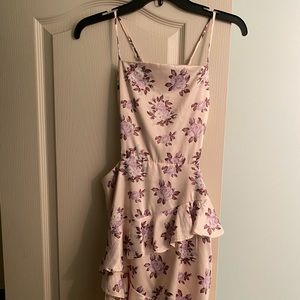 Boutique Floral Silk Dress with Lace Up Back